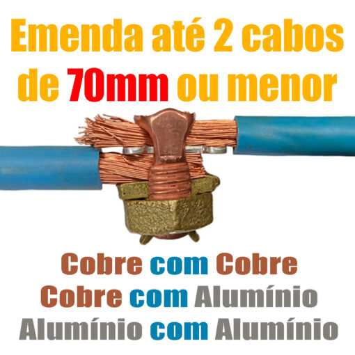 Split Bolt Conector Parafuso Fendido 70mm para Emenda Cabos Alumínio Cobre Bimetálico - Image 2